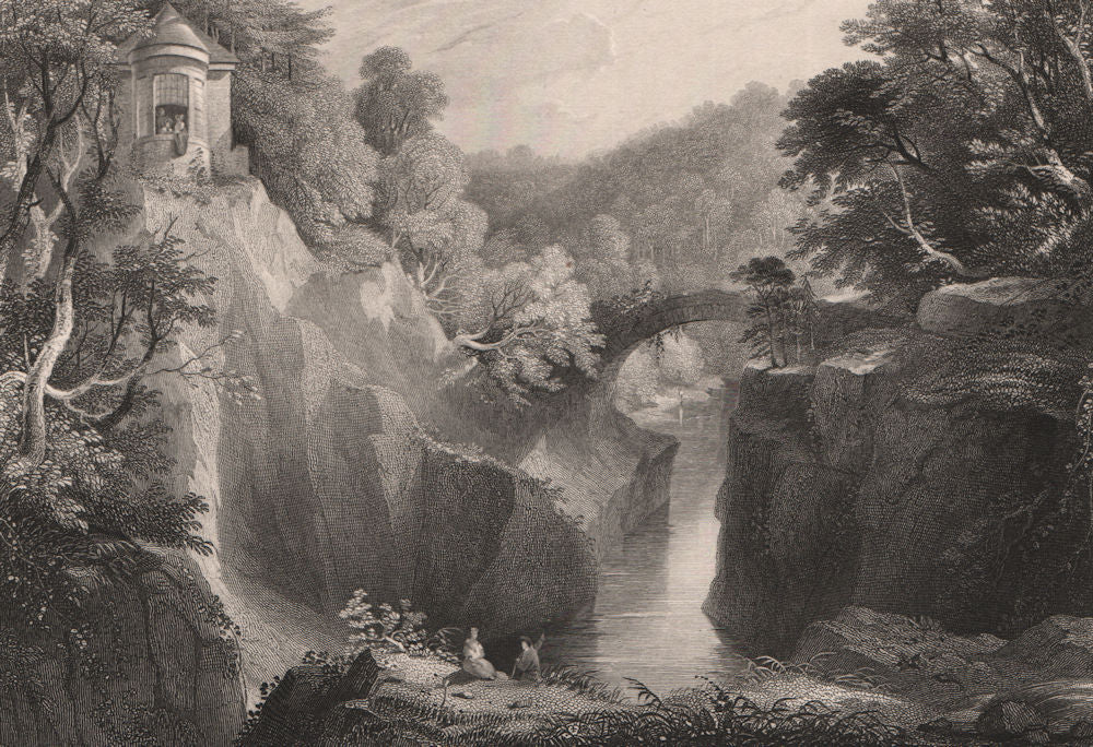 The Hermitage at Dunkeld, Perth & Kinross. Scotland 1845 old antique print